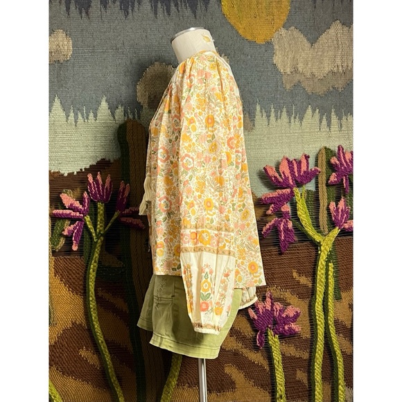 Elan Tie Neck Peasant Blouse M - Picture 9 of 15